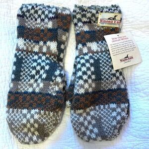 Vintage Winona Knits Minnesota Mitten Sz XL Wool Cotton Winter Cottage Cabin Tan